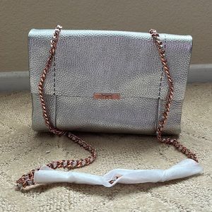 silver metallic crossbody bag